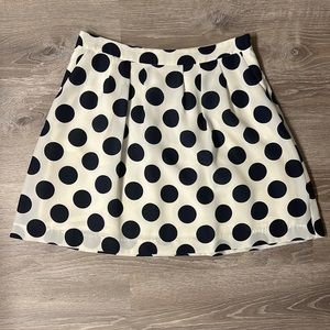J Crew pleated polka dot skirt navy and white